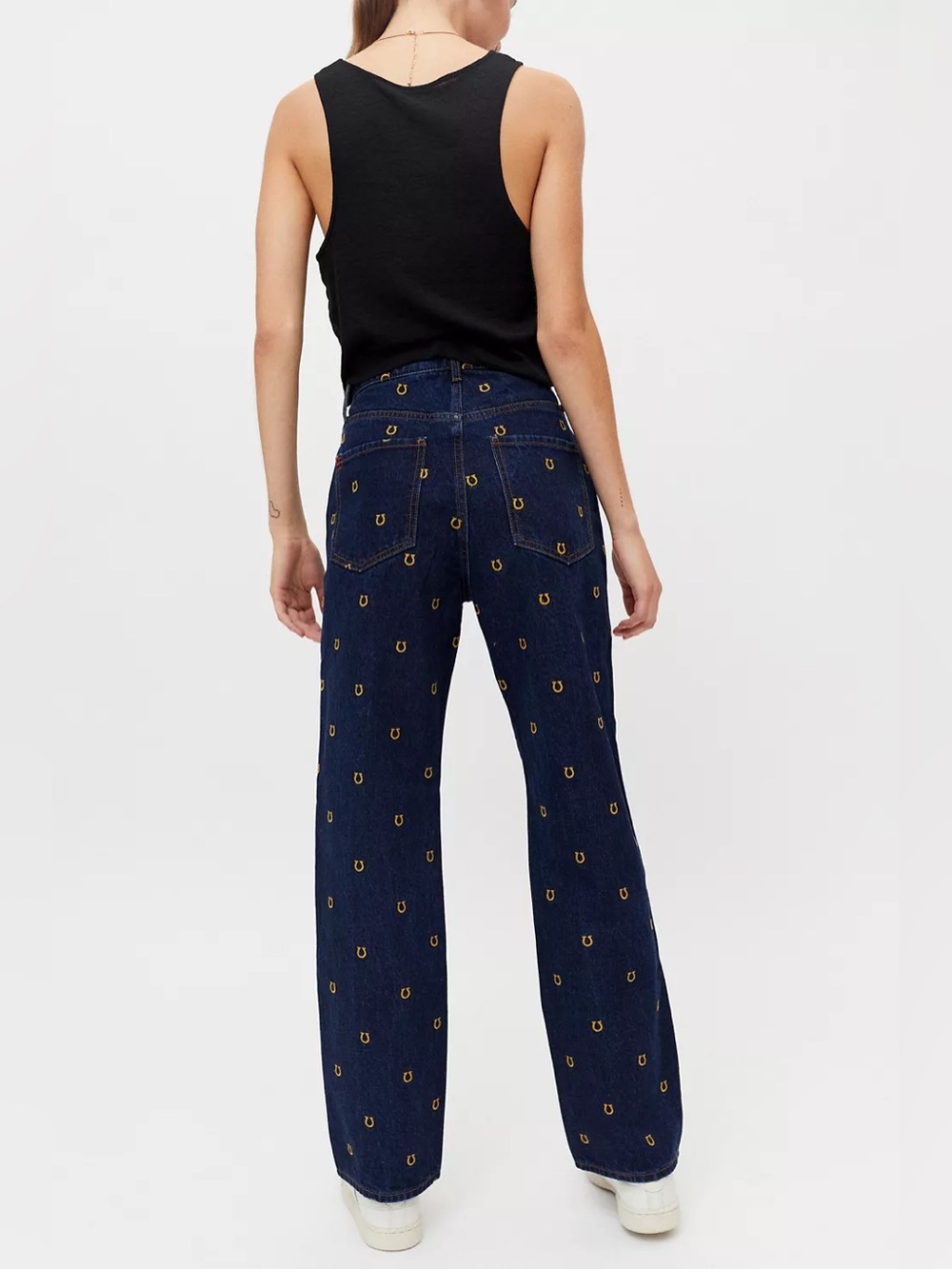URBAN OUTFITTERS BDG High-Waisted Cowboy Jeans Horseshoe Dark Blue Denim Size 26 - Picture 3 of 13